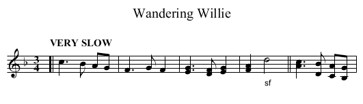 Wandering Willie - staff notation