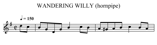 WANDERING WILLY (hornpipe) - staff notation