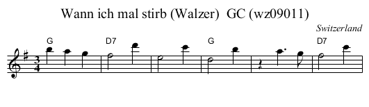 Wann ich mal stirb (Walzer)  GC (wz09011) - staff notation