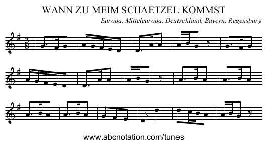 WANN ZU MEIM SCHAETZEL KOMMST - staff notation