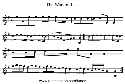 Wanton Lass, The - staff notation