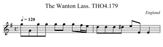 Wanton Lass. THO4.179, The - staff notation