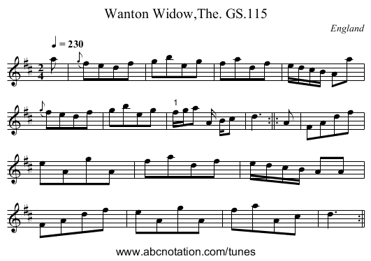 Wanton Widow,The. GS.115 - staff notation