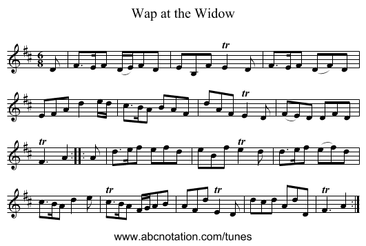 Wap at the Widow - staff notation