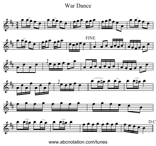 War Dance - staff notation