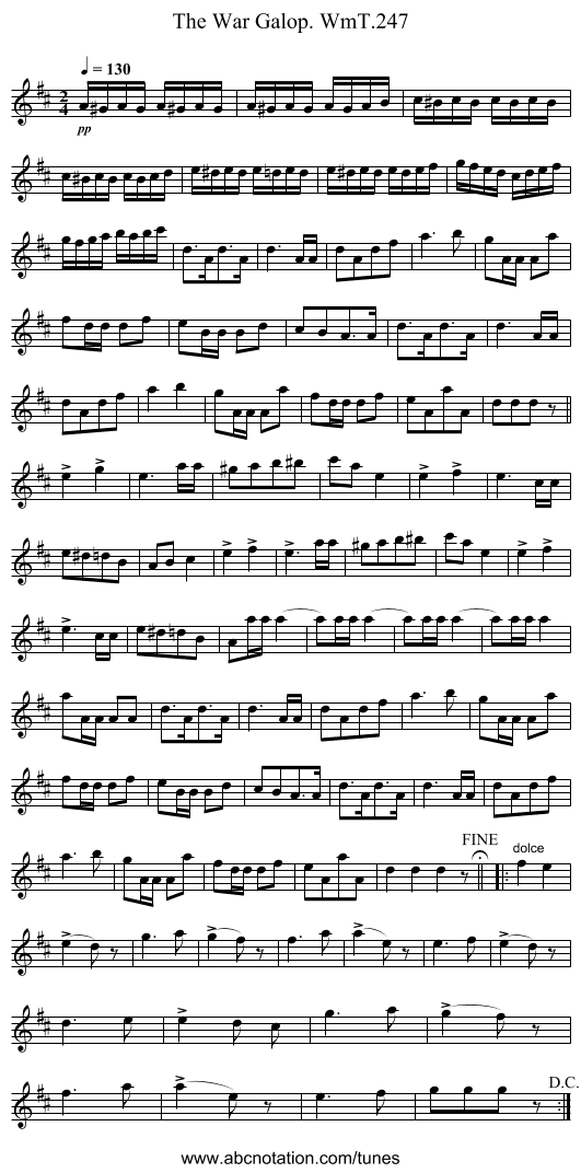 War Galop. WmT.247, The - staff notation