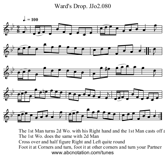 Ward's Drop. JJo2.080 - staff notation