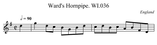Ward's Hornpipe. WI.036 - staff notation