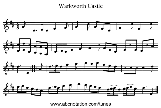 Warkworth Castle - staff notation