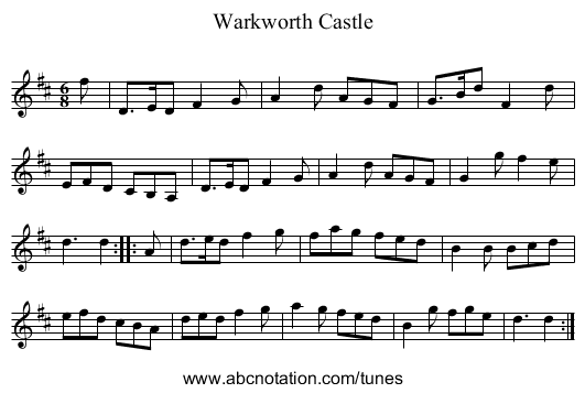 Warkworth Castle - staff notation