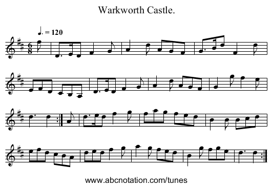 Warkworth Castle. - staff notation