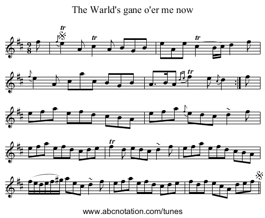 Warld's gane o'er me now, The - staff notation