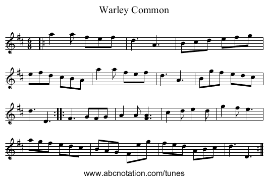 Warley Common - staff notation