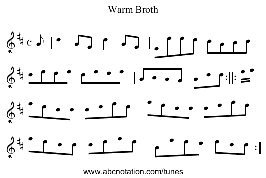 Warm Broth - staff notation