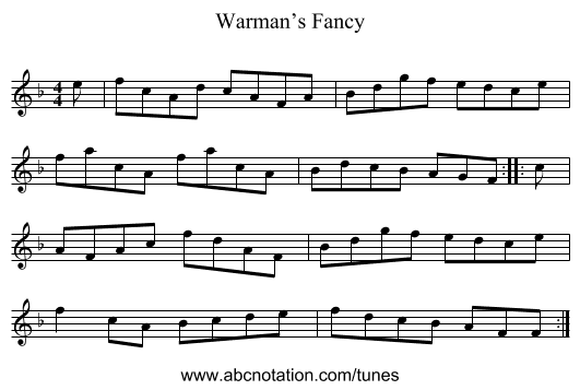 Warman’s Fancy - staff notation