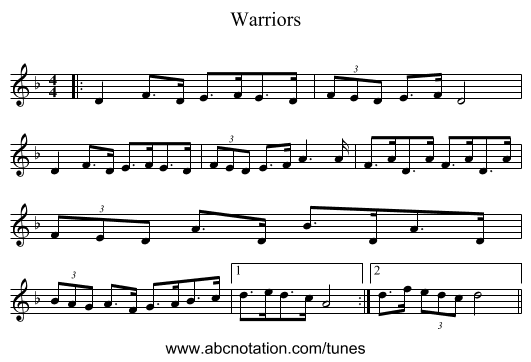 Warriors - staff notation