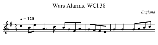 Wars Alarms. WCl.38 - staff notation