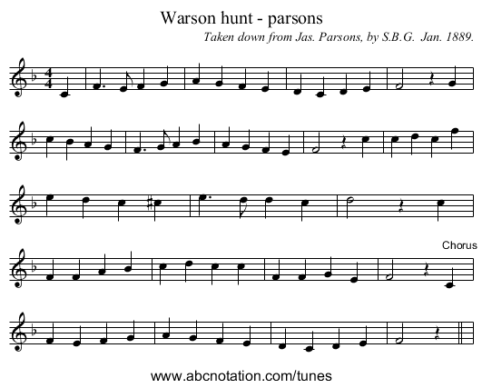 Warson hunt - parsons - staff notation