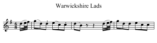 Warwickshire Lads - staff notation