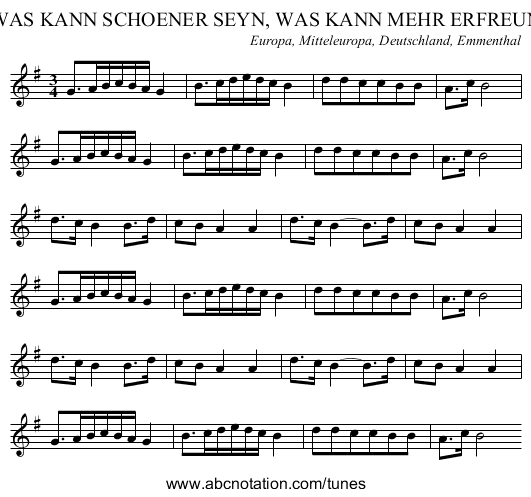 WAS KANN SCHOENER SEYN, WAS KANN MEHR ERFREUN - staff notation
