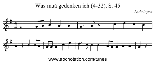 Was muá gedenken ich (4-32), S. 45 - staff notation