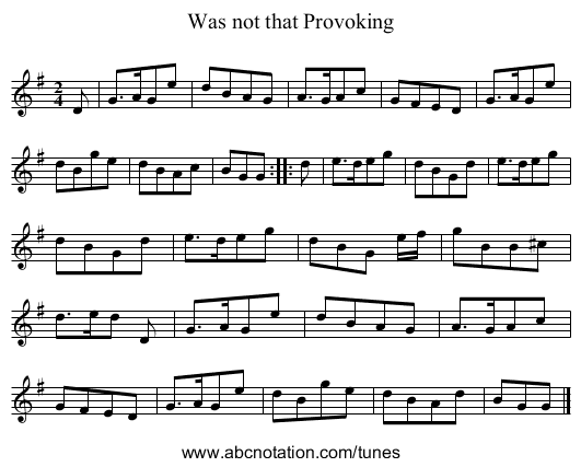 Was not that Provoking - staff notation