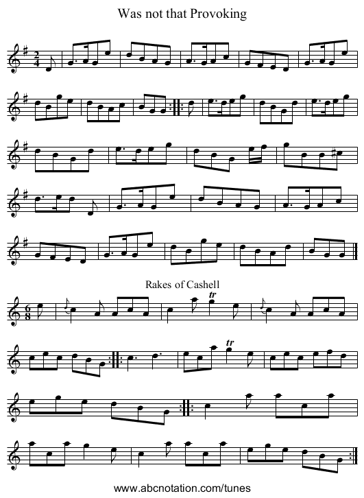 Was not that Provoking - staff notation