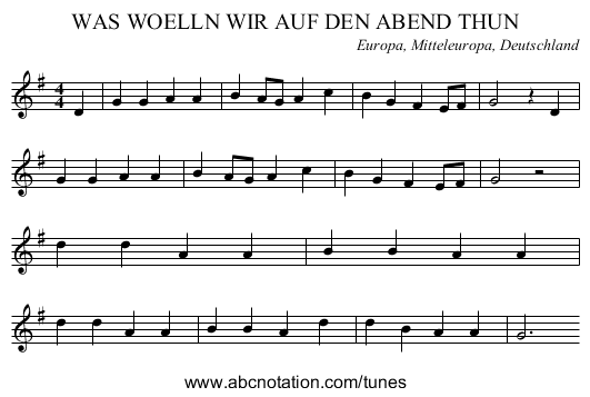 WAS WOELLN WIR AUF DEN ABEND THUN - staff notation
