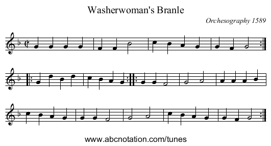 Washerwoman's Branle - staff notation