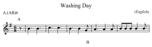 Washing Day - staff notation