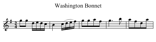 Washington Bonnet - staff notation