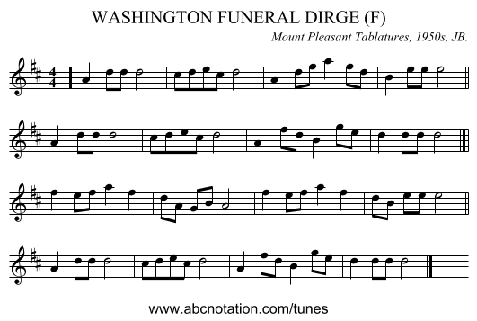 WASHINGTON FUNERAL DIRGE (F) - staff notation