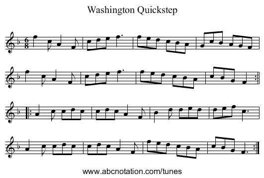 Washington Quickstep - staff notation