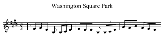 Washington Square Park - staff notation
