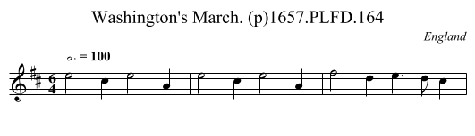 Washington's March. (p)1657.PLFD.164 - staff notation