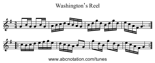 Washington’s Reel - staff notation