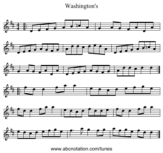 Washington's - staff notation