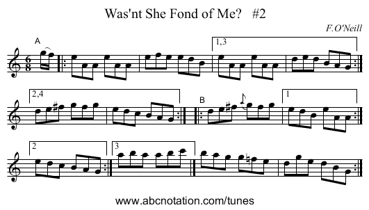 Was'nt She Fond of Me? #2 - staff notation
