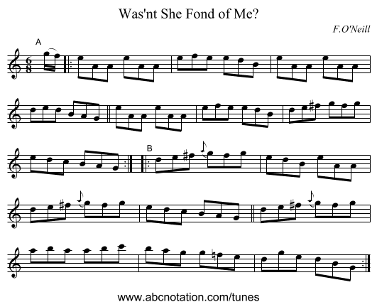 Was'nt She Fond of Me? - staff notation