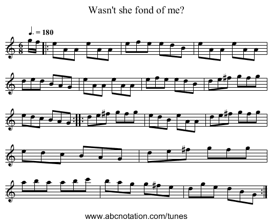 Wasn't she fond of me? - staff notation