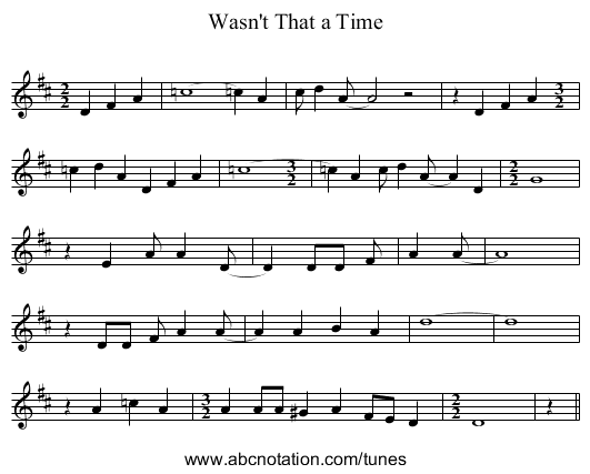 Wasn't That a Time - staff notation
