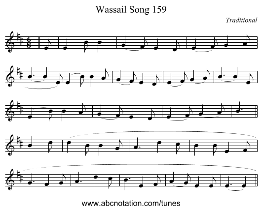 Wassail Song 159 - staff notation