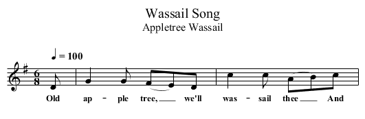 Wassail Song - staff notation