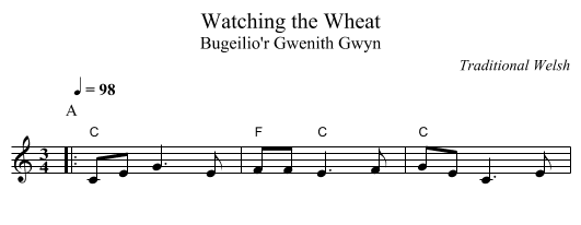 Watching the Wheat - staff notation