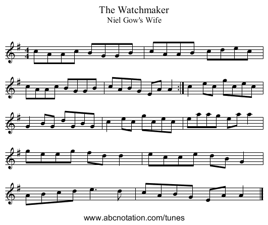 Watchmaker, The - staff notation