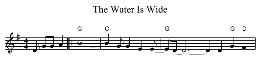 Water Is Wide, The  - staff notation