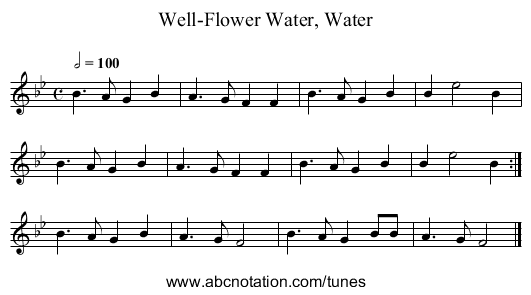 Water, Water, Well-Flower - staff notation