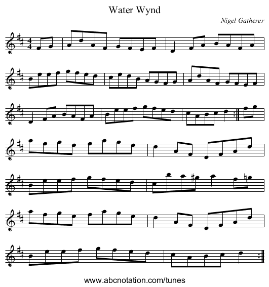 Water Wynd - staff notation
