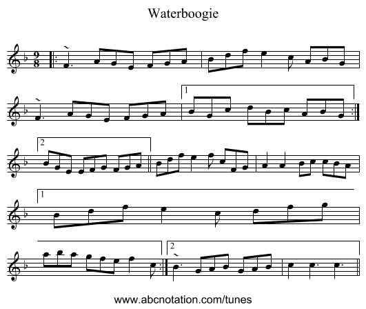Waterboogie - staff notation