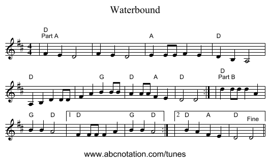 Waterbound - staff notation